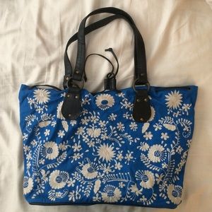 Blue & white embroidered purse from Anthropologie