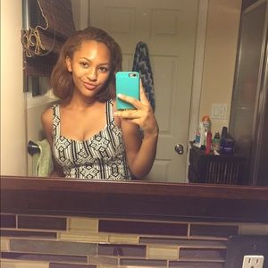 Tribal/Exotic Print Black & White Crop Top