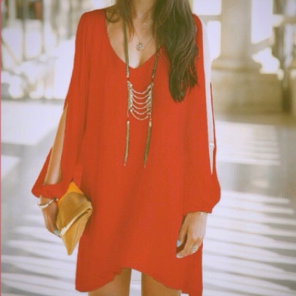 Slit sleeve dress