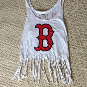VS PINK Cropped fringe Boston Red Sox tank