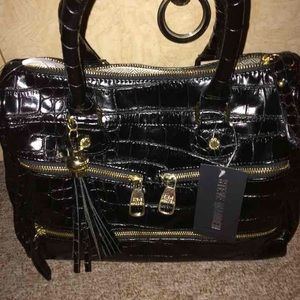 NWT Steve Madden black croc tote