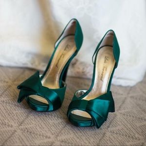 Emerald green platform heels