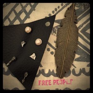 Free People Feather Necklace and Earrings Bundle