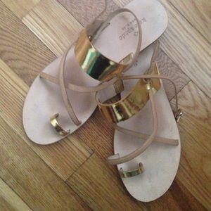 Kate spade gold and camel sandals