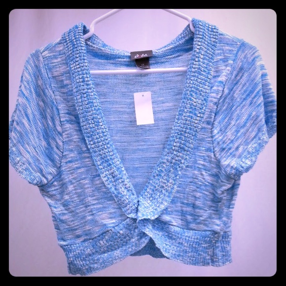 Dots, 1/2 Sweater Shawl Top, Heather Blue, Size 2x