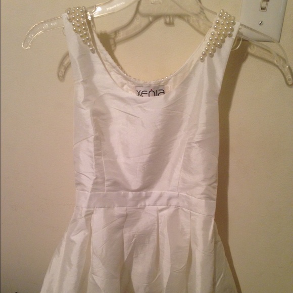Xenia white dress with pearls worn once