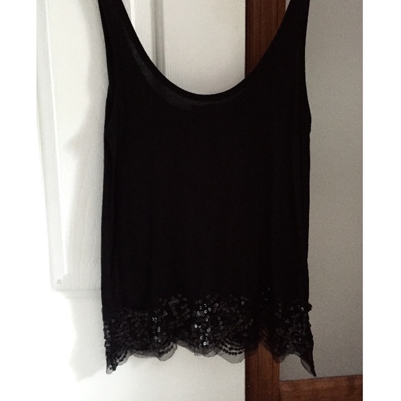American Eagle Outfitters Black Sequin Bottom Tank - Picture 1 of 3