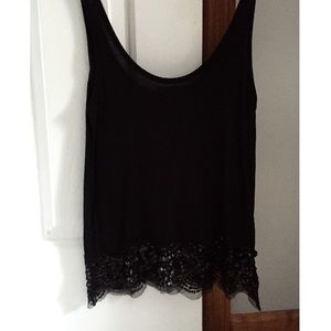 American Eagle Outfitters Black Sequin Bottom Tank