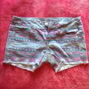 American eagle pastel Aztec denim shorts