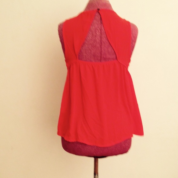 Lace Front  Key Hole-Back Chiffon Blouse - Picture 2 of 4