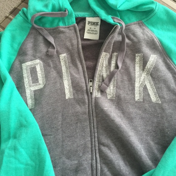 PINK gray and teal zip-up. - Picture 2 of 4