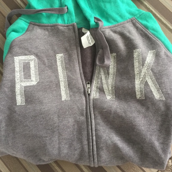 PINK gray and teal zip-up. - Picture 3 of 4
