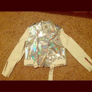 Metallic silver UNIF bomber jacket