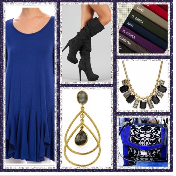 FESTIVAL READY BLUE FLARED SKIRT MINI DRESS  - NWT - Picture 3 of 4