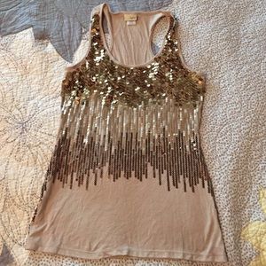 Gold sequin tank