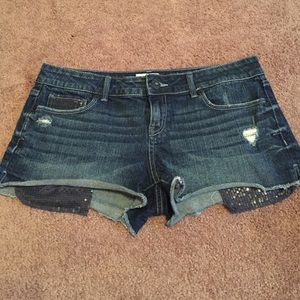 Aero Denim Shorts with Sequin Pockets