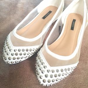 White studded flats