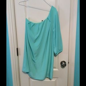 Turquoise One Shouldered Dress