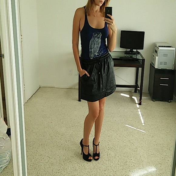 Black leather skirt
