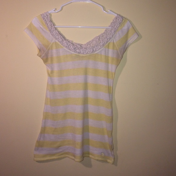 Abercrombie & Fitch Yellow and White Stripe Shirt