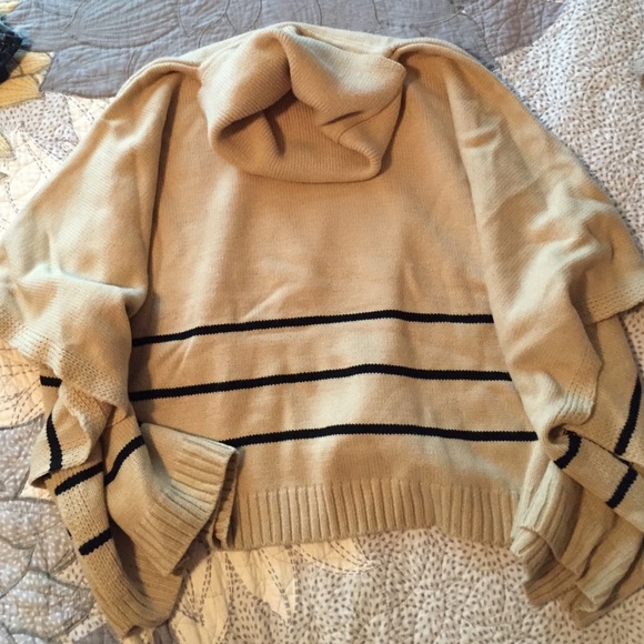 Cowl neck stripe poncho