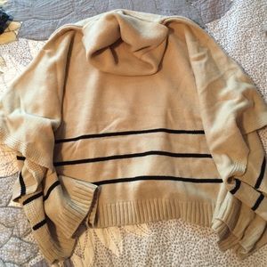 Cowl neck stripe poncho