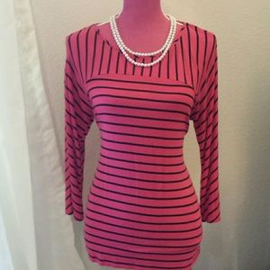 Dana Buchman Modern Pink & Black Striped Top