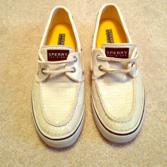 White sequin speedy boat shoes
