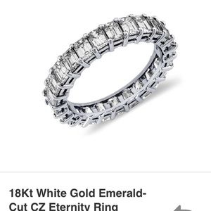 18k gold emerald cut CZ eternity ring- Size 6