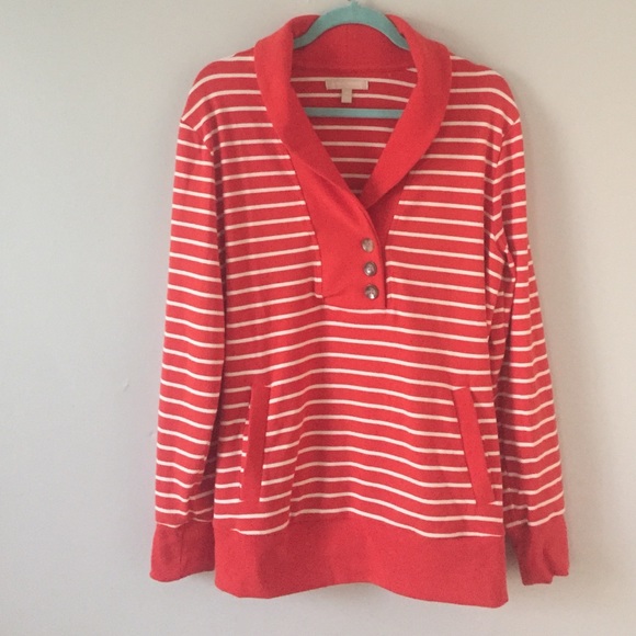 Banana Republic orange and white striped pullover