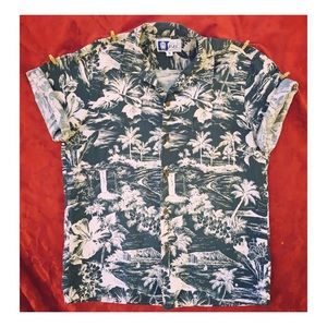 Mens • Palm Printed • Short Sleeve • Button Down