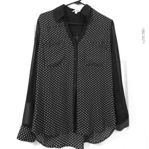 Black Express Portofino shirt, white polka dots