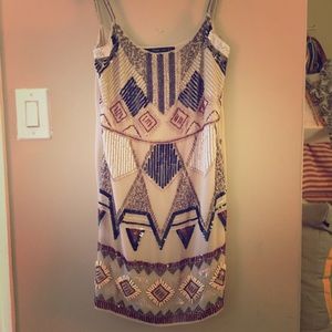 Aztec inspired, embroidered cocktail dress