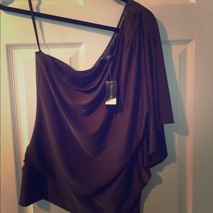 Brown asymmetric blouse