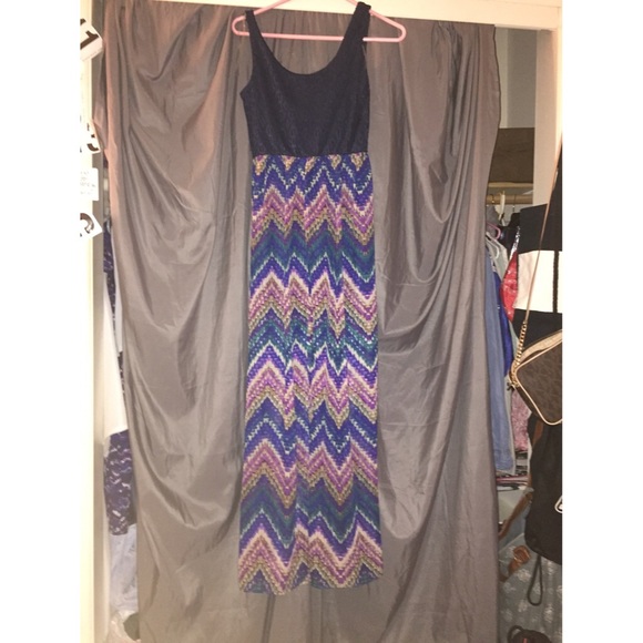 Maxi dress purple navy blue brown