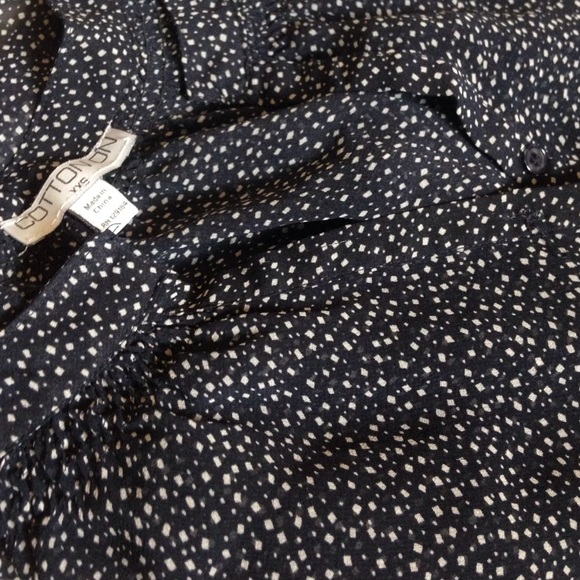 Navy Polka Dot Sheer Blouse
