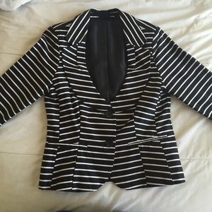 Black and white striped blazer.
