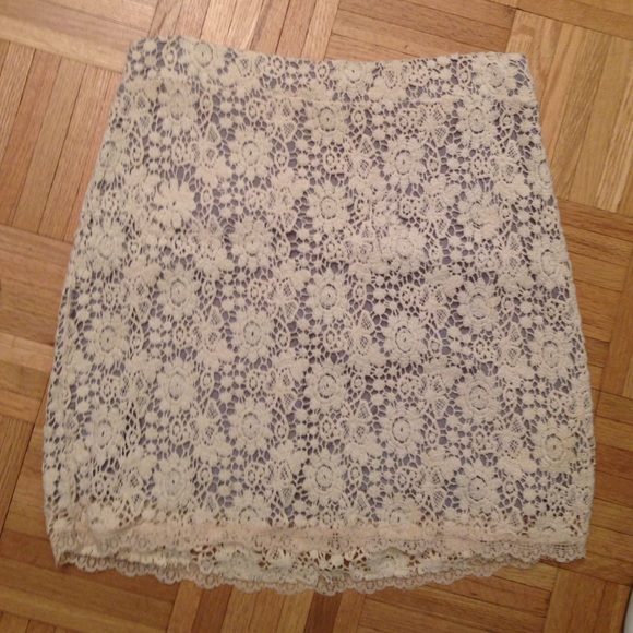 Urban Outfitters nude lace-y crochet skirt