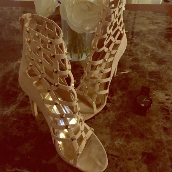 Nude cage heels