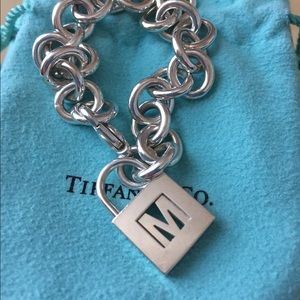 Tiffany & Co. Silver Letter Lock Charm Chain