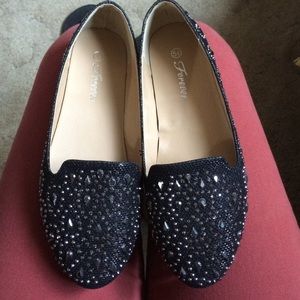 BRAND NEW BLACK EMBELLISHED SLIP ONS