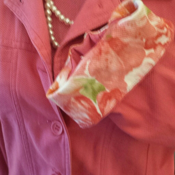 Fashionable Pink jacket with Rose fabric cuffs - Picture 2 of 4