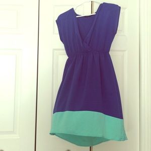 Blue dress with teal stripes