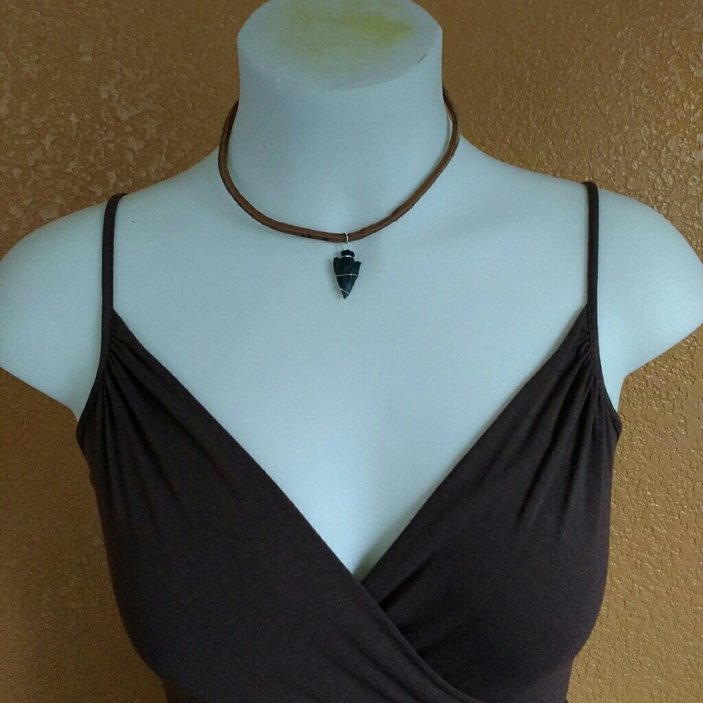 Wire wrapped Arrowhead necklace leather - Picture 7 of 7