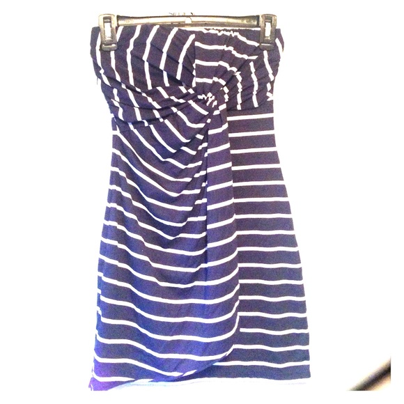 Navy blue and white striped dress