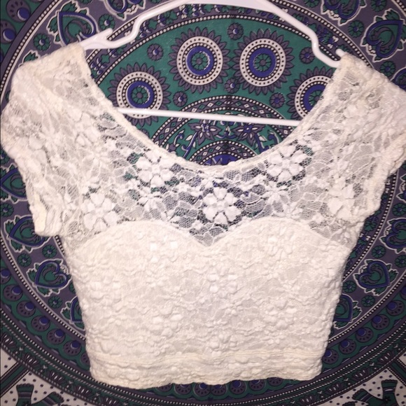White lace crop top