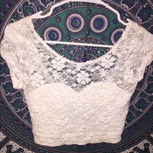 White lace crop top