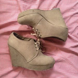 Suede Oxford Wedges