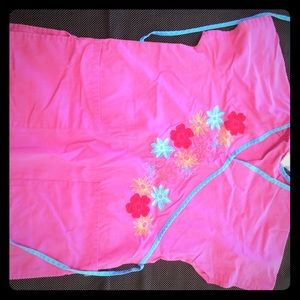 Pink floral scrub top