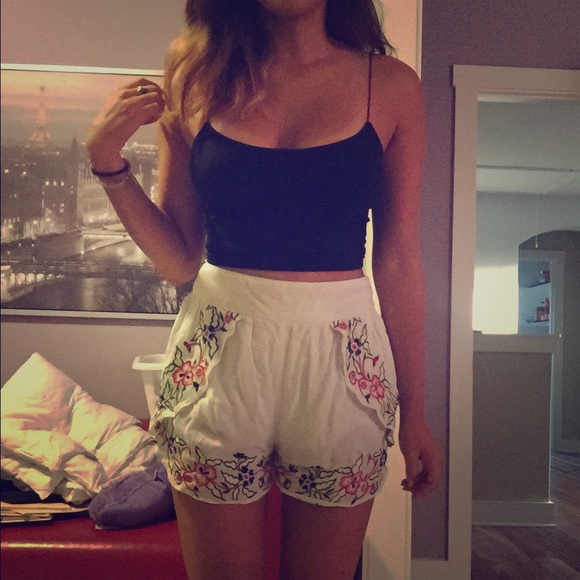 Pins and Needles Embroidered Shorts